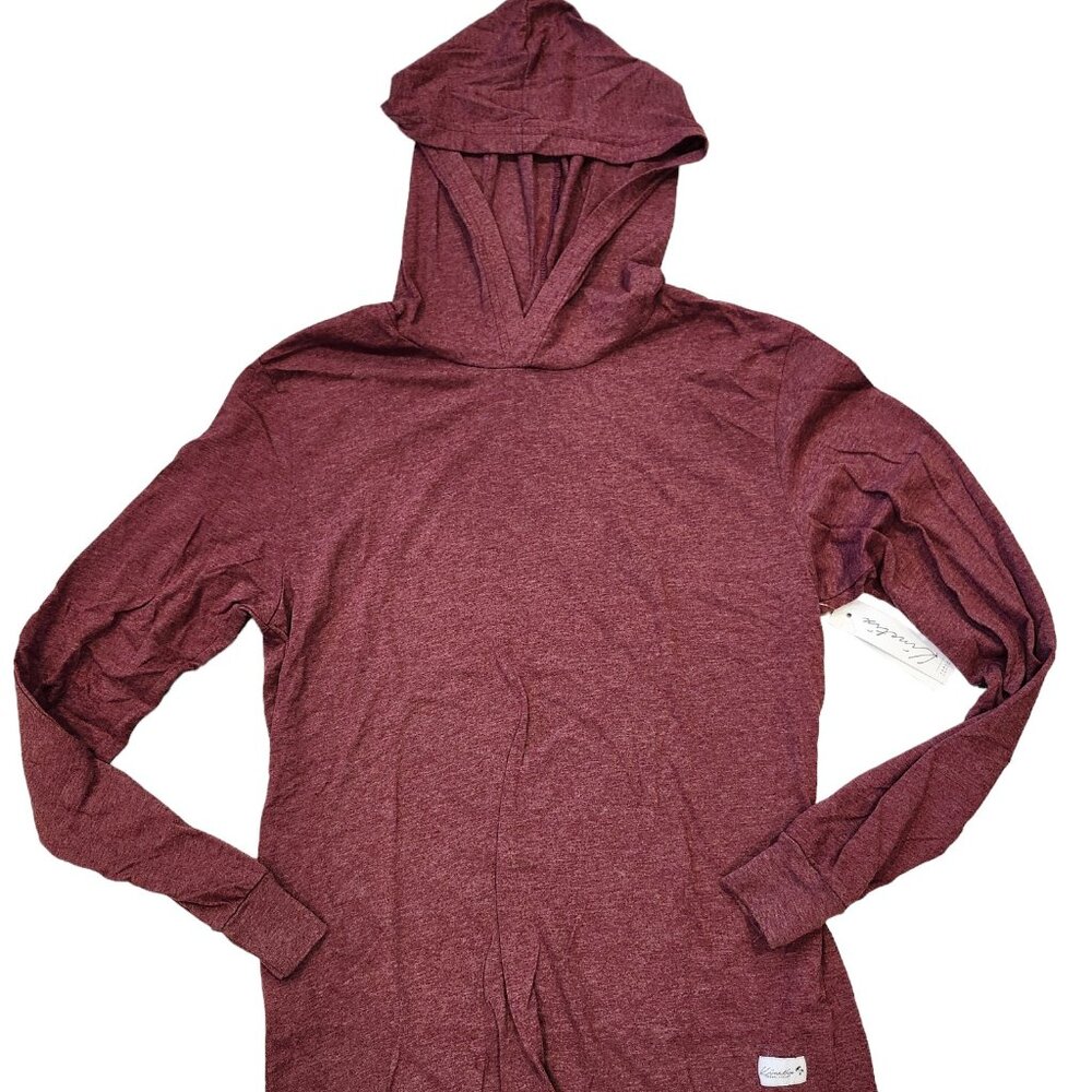 Kinetix Casual Luxury Men's Tee Hoodie Long Sleeve Wine Red Medium